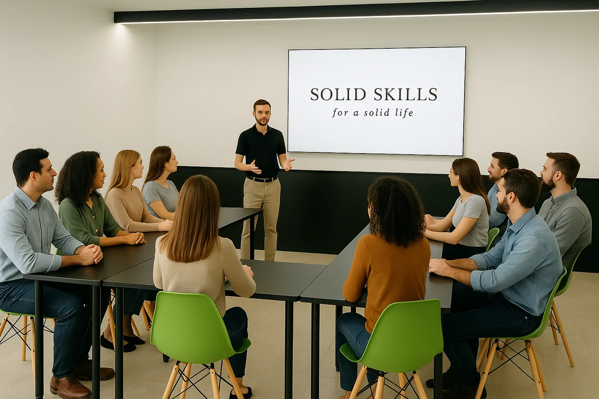 Ομαδική εκπαίδευση Πρώτων Βοηθειών σε αίθουσα – συμμετοχή και συνεργασία.