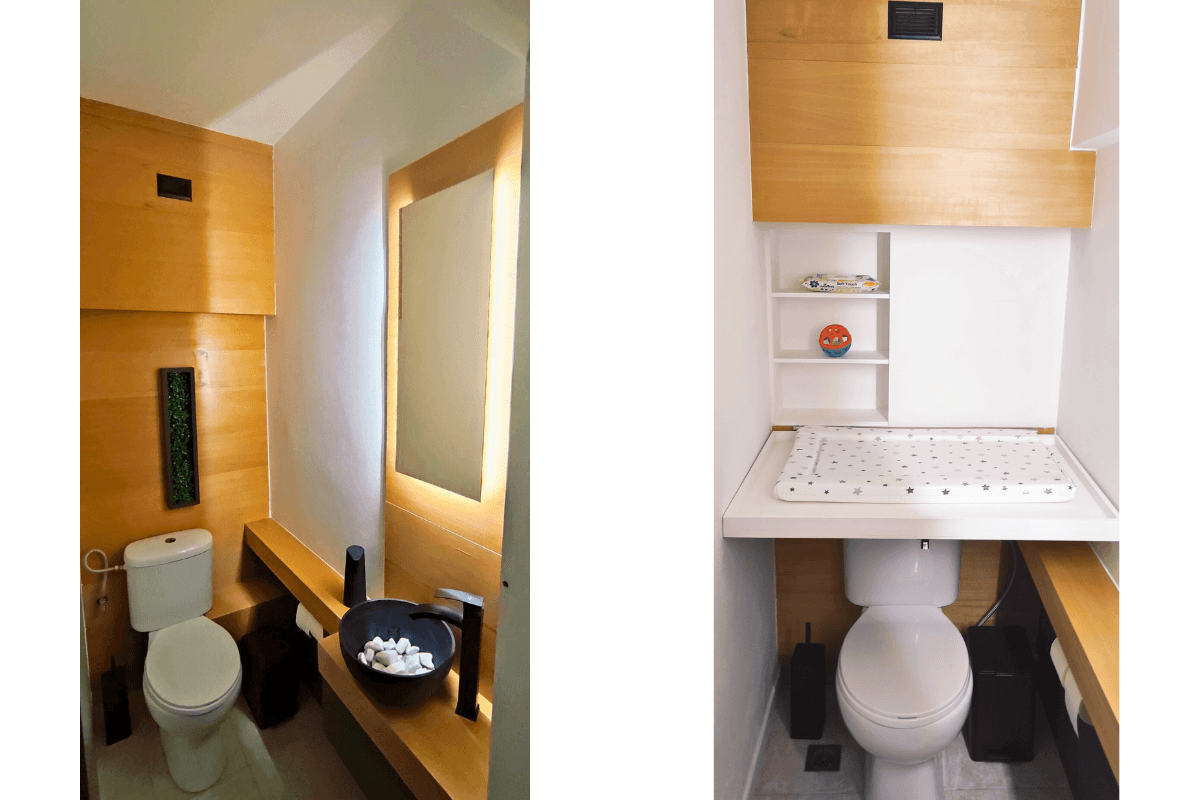 Τουαλέτα και χώρος με αλλαξιέρα στην αίθουσα Solid Skills στην Αθήνα.